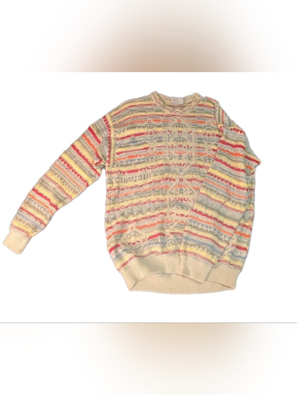 COOGI Multicolor Striped Crewneck Sweater - Cream, Yellow, Red, Blue